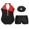 XUNZOO Kids Girls Ballet Dance Outfits Shiny Sleeveless Gymnastic Leotard with Athletic Shorts Hair Band Tracksuit Black&Red 14 Years view 2
