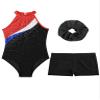 XUNZOO Kids Girls Ballet Dance Outfits Shiny Sleeveless Gymnastic Leotard with Athletic Shorts Hair Band Tracksuit Black&Red 14 Years view 3