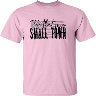 4X-Large Pink Mens USA American Flag Try That in A Small Town T-Shirt