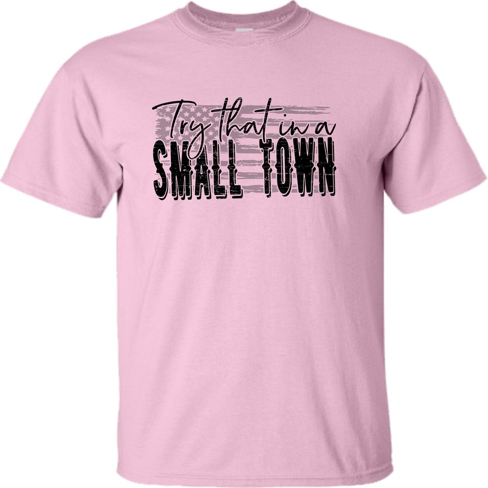 4X-Large Pink Mens USA American Flag Try That in A Small Town T-Shirt
