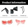 LJCZKA Luxury Love Pearl Sunglasses Women Heart Shaped Cat Eye Sun Glasses Party Festival Shimmering Bling Eyewear (PinkGraPink+ClearBlueBlue) view 4