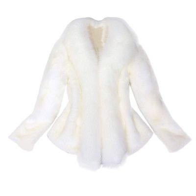 YRAETENM Women's Faux Fur Trendy Zip Up Cropped Bubble Coat - Long Sleeve Fleece Warm Short Winter Coats With Fuzzy Hood