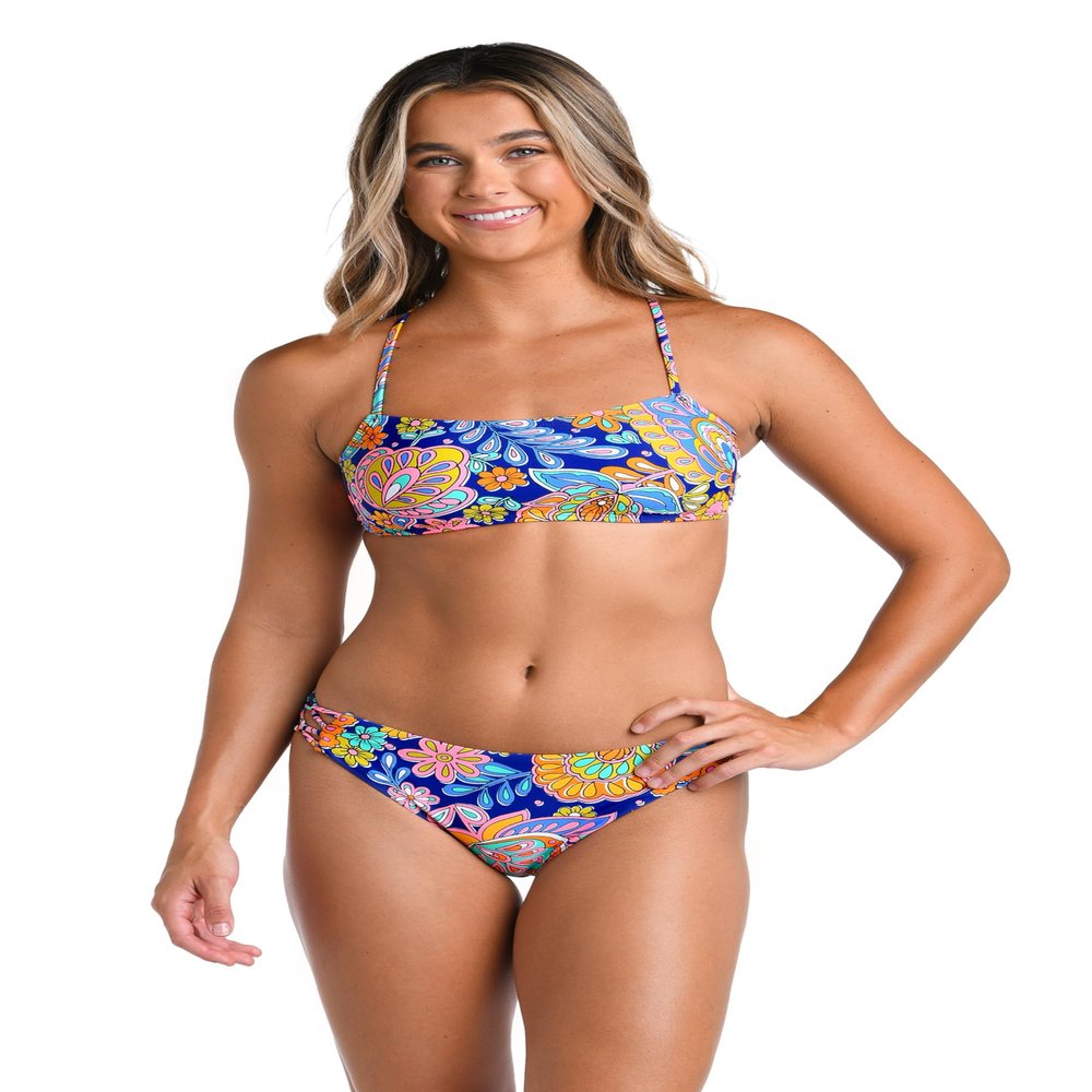 Hobie Women's Standard Over The Shoulder Bralette Swimsuit Top, Multi//Retro Paisley