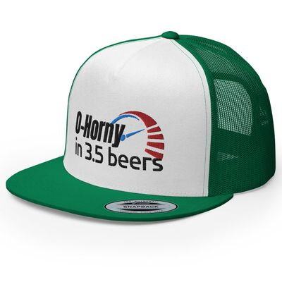 RIVEMUG 0 to Horny in 3.5 Beers Trucker Hat Flat Bill High Crown Adjustable Funny Adult Humor Cap