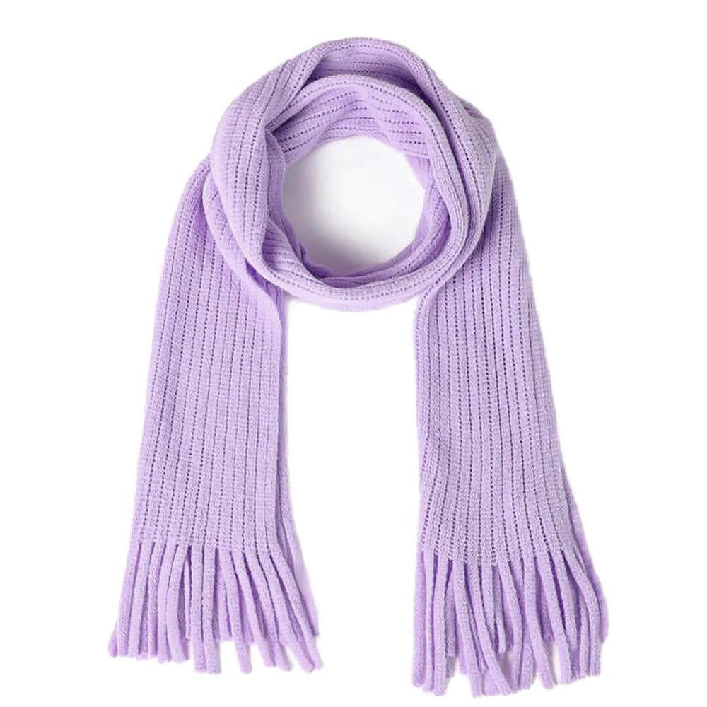 BEARUN Kids Knit Scarf Winter Fashion Solid Color Toddler Baby Scarves Neck Warmer Tassel Scarf for Boys Girls Purple