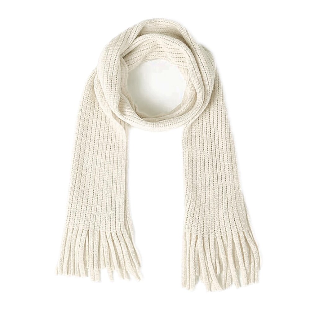 BEARUN Kids Knit Scarf Winter Fashion Solid Color Toddler Baby Scarves Neck Warmer Tassel Scarf for Boys Girls Beige