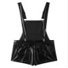 winying Mens Shiny Metallic Wide Shoulder Straps Bib Overall Suspender Shorts Halloween Cosplay Costume Black Large view 2