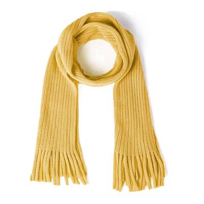 BEARUN Kids Knit Scarf Winter Fashion Solid Color Toddler Baby Scarves Neck Warmer Tassel Scarf for Boys Girls Yellow