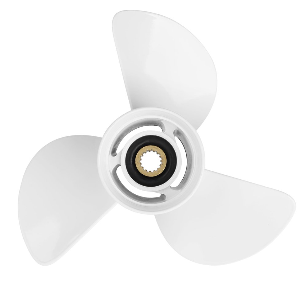 Gaoyeer 13 1/4x17 -K Aluminum Outboard Propeller Compatible with Yamaha Outboard Engines 60HP 70HP 75HP 80HP 85HP 90HP 115HP 130HP,15 Tooth,RH,White Aluminum Outboard Propeller 6E5-45945-01-EL