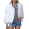 YRAETENM Womens Faux Fur Coat Trendy Zip Up Cropped Bubble Coats Long Sleeve Fleece Warm Short Winter Coats With Fuzzy Hoode view 1