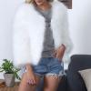 YRAETENM Womens Faux Fur Coat Trendy Zip Up Cropped Bubble Coats Long Sleeve Fleece Warm Short Winter Coats With Fuzzy Hoode view 4