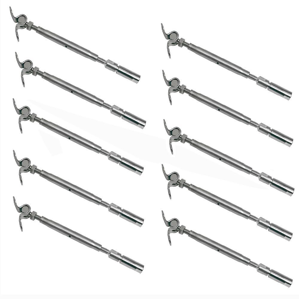 10 Pc Marine Boat SS 316 Swageless & Deck Toggle Turnbuckle for 3/16" Cable Wire