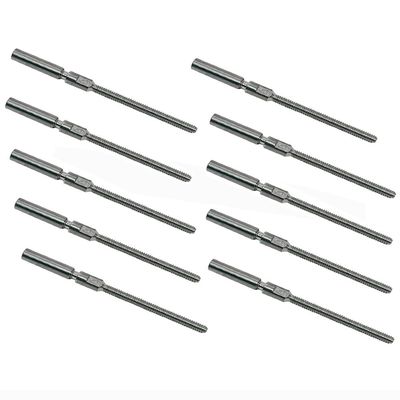 10 Pc Marine Stainless Steel 316 Swageless Stud 1/4" Full Thread for 1/8" Cable