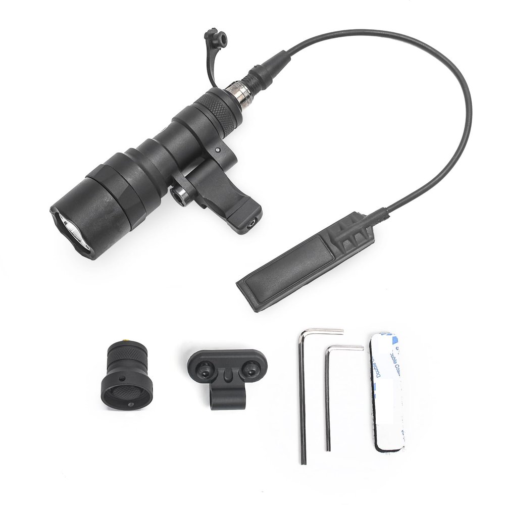 NOBUHIRO M300C 300 Lumens Tactical Flashlight, with Replaceable Mounting Rotating Base, Suitable for 20mm Picatinny & Mlok/Keymod Rail, Include with Remote Pressure & Push Button Switch