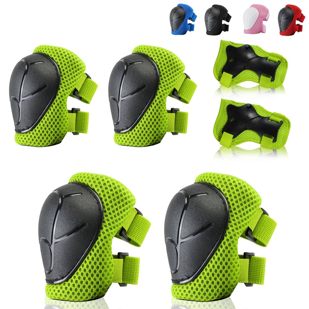 BURSUN Knee Pads for Kids Toddler Knee Pads and Elbow Pads Set Kids Protective Gear Set with Wrist Guards 3 in 1 Kids Knee Elbow Pads for Cycling Skating Bike Rollerblading Scooter, 3-14 Years