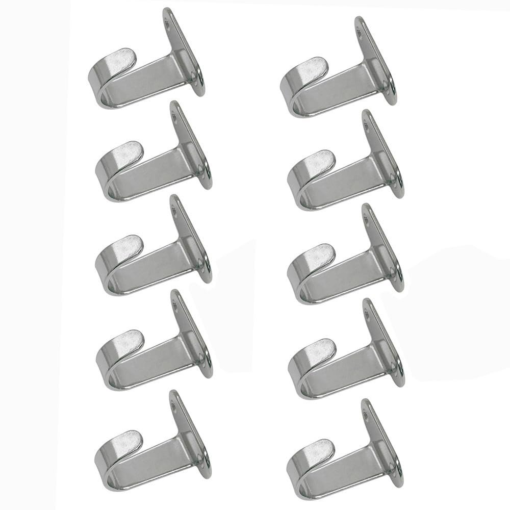 10 Pc Marine Boat Stainless Steel T316 1.75" H Top Mount Flat Hook SS Single Hook