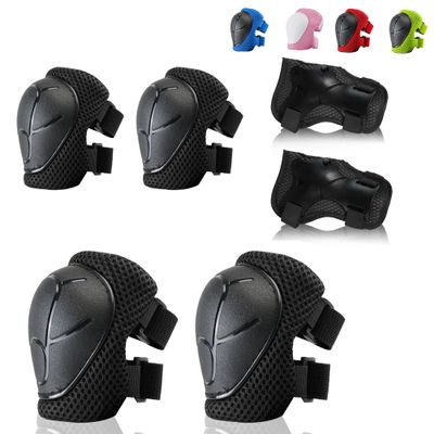 BURSUN Kids Protective Gear Set with Wrist Guards 3 in 1 Knee Elbow Pads for Cycling Skating Bike Rollerblading Scooter, 3-14 Years