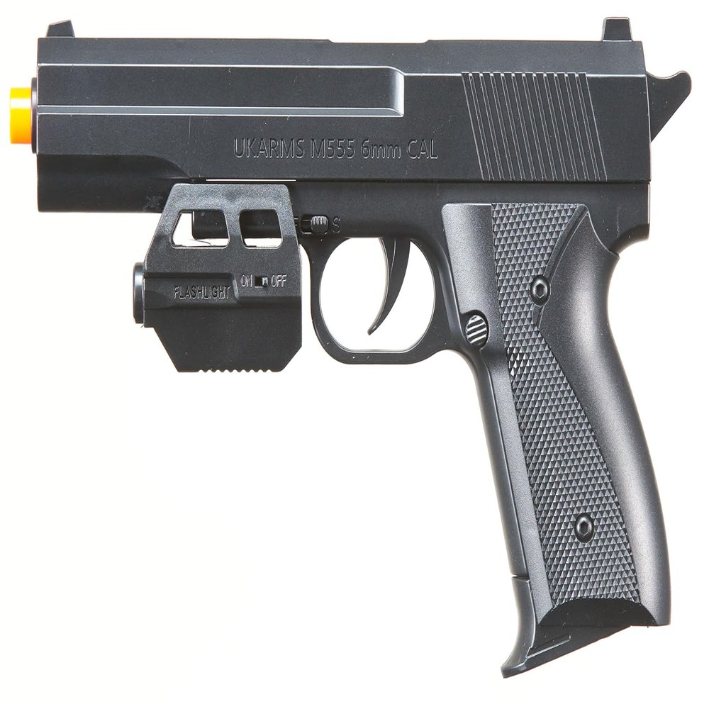 VP99 Spring Powered Airsoft Pistol with Flashlight (Color: Black)