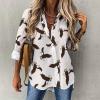Bald Eagle Pattern Women's Shirts Button Down Long Sleeve Blouses Casual T-Shirt Tee Top XL view 2