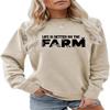 ESIKAH Life Is Better On The Farm Sweatshirt Farm Life Shirt Country Girl Tees Women Crewneck Pullover Tops Funny Farmer Gift Beige view 1