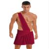 Hularka Men's Toga Costume Greek Rome Theme Party Cosplay Fancy Dress One Shoulder Strap Role Play Outfits Burgundy 3X-Large view 1