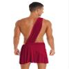 Hularka Men's Toga Costume Greek Rome Theme Party Cosplay Fancy Dress One Shoulder Strap Role Play Outfits Burgundy 3X-Large view 4