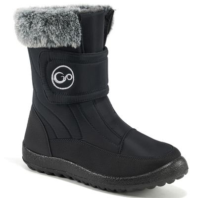 HARENCE Girls Boys Snow Boots: Comfortable Warm Fur Lined Toddler Winter Boot Hook Loop Outdoor Waterproof Slip on Boots for Kids