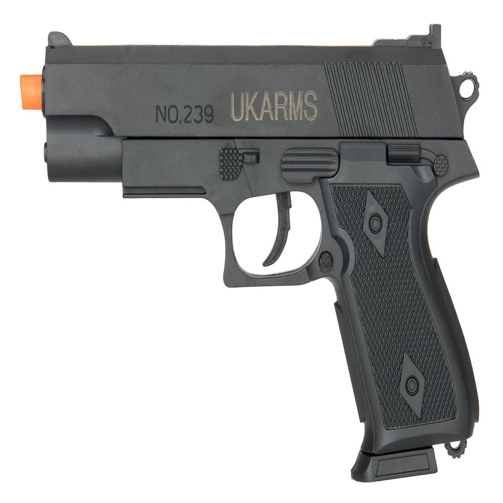 Polymer Spring Operated 7" Inch BB Airsoft Pistol (Black)