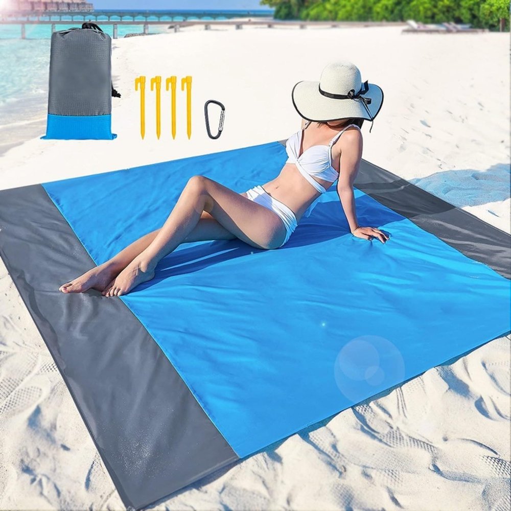 ASTAUT Outdoor Camping Beach Blanket Sand Resistant, Oversized Beach Mat, Large and Compact Sand-Free Mat Quick Dry, Lightweight and Durable