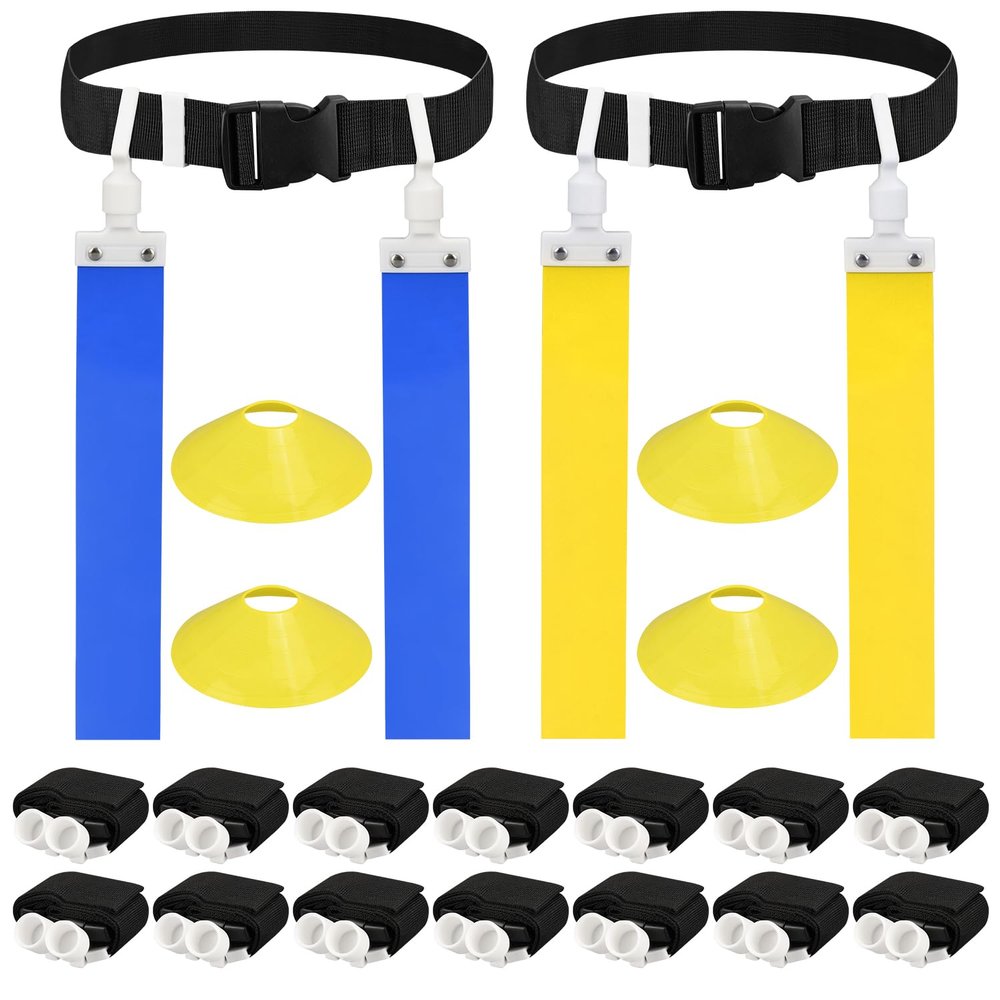DkOvn Flag Football Belt, 14pcs Adjustable Flag Football Belt with Belt and Flags, for Kids, Youths, Adults
