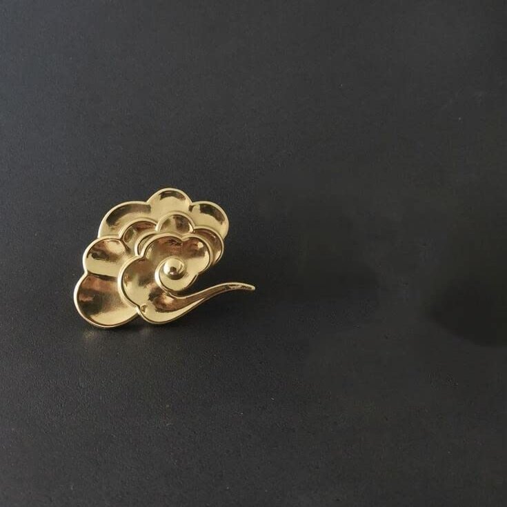 Southst Solid Brass Lucky Cloud Drawer Door Wardrobe Locker Handle Light Gold Furniture Knob Handles - (Color: Lucky Cloud Left)