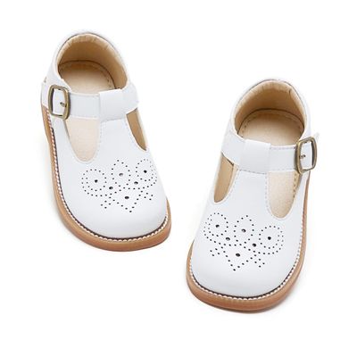 Otter MOMO Toddler Little Girls Oxford Shoes Mary Jane Flat T-Strap School Uniform Party White Dress Shoes Size 11