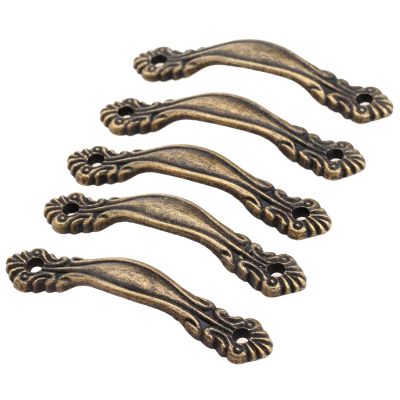 Southst 5Pcs Antique Bronze Furniture Handles Drawer Door Knobs Jewelry Box Bronze for Cupboard Wooden Vintage Hardware - (Color: Size A)