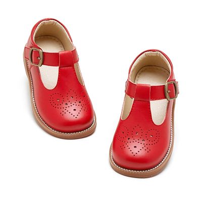 Otter MOMO Toddler Little Girls Oxford Shoes Mary Jane Flat T-Strap School Uniform Party Red Dress Shoes Size 9