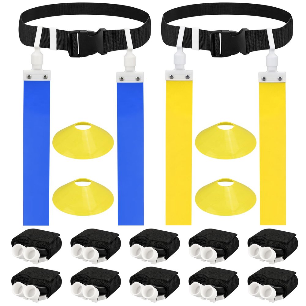 DkOvn Flag Football Belt, 10pcs Adjustable Flag Football Belt with Belt and Flags, for Kids, Youths, Adults