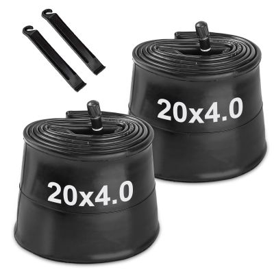 20x4 Fat Bike Inner Tube: Hycline 2-Pack Electric Fat Tire Tubes AV 32mm Schrader Valve, Premium Butyl Rubber Puncture Resistant Replacement Tubes with 2 Tire Levers
