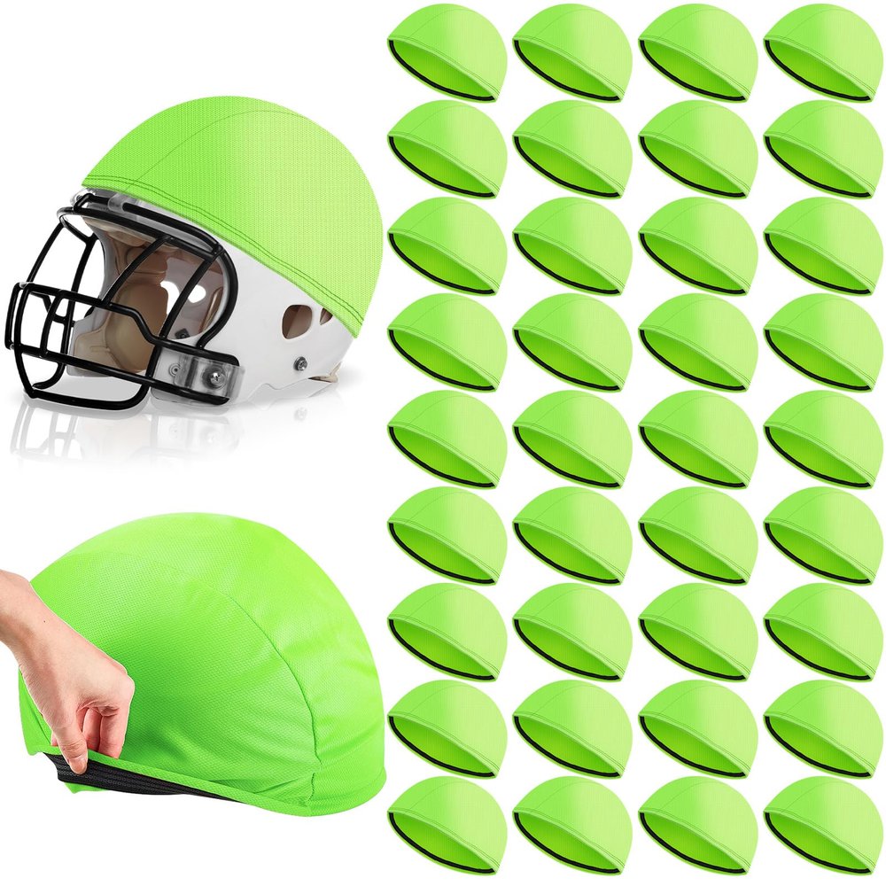 Ramede 12 Pieces Football Helmet Covers for Practice Scrimmage Cap Helmet Cover Scrimmage Cap for Youth Adult Football Hockey Training Accessories 10.4 Inch in Diameter (Regular Style,Green)