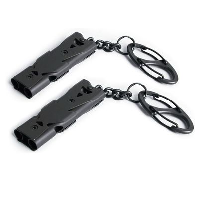 binboll Whistle Emergency Whistles Keychain Rape Whistle Stainless Steel High Decibel Whistles (Double tubles Whistle -Gun 2pcs)