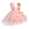 3D Butterfly Baby Dress - Gold Tulle Princess Tutu for Toddler Girls' Birthday - Pink Summer Embroidery Dress 18-24 Months view 3