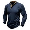 Deals of The Day Clearance Prime Long Sleeve Tee Shirts for Men Long Sleeve Shirts for Men 2023 Fashion Solid Button Down Polo Shirts Casual formal Work Collar Pullover T Shirt Dark Blue M view 1