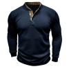 Deals of The Day Clearance Prime Long Sleeve Tee Shirts for Men Long Sleeve Shirts for Men 2023 Fashion Solid Button Down Polo Shirts Casual formal Work Collar Pullover T Shirt Dark Blue M view 3