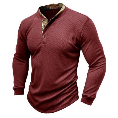 Sales Today Clearance Prime Only Men Tshirts Cotton Long Sleeve Shirts for Men 2023 Fashion Solid Button Down Polo Shirts Casual Formal Work Collar Pullover T Shirt Wine 2X