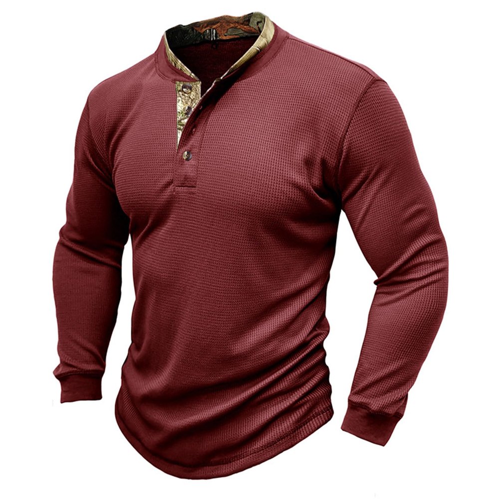 Sales Today Clearance Prime Only Men Tshirts Cotton Long Sleeve Shirts for Men 2023 Fashion Solid Button Down Polo Shirts Casual Formal Work Collar Pullover T Shirt Wine 2X