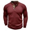 Sales Today Clearance Prime Only Men Tshirts Cotton Long Sleeve Shirts for Men 2023 Fashion Solid Button Down Polo Shirts Casual Formal Work Collar Pullover T Shirt Wine 2X view 4