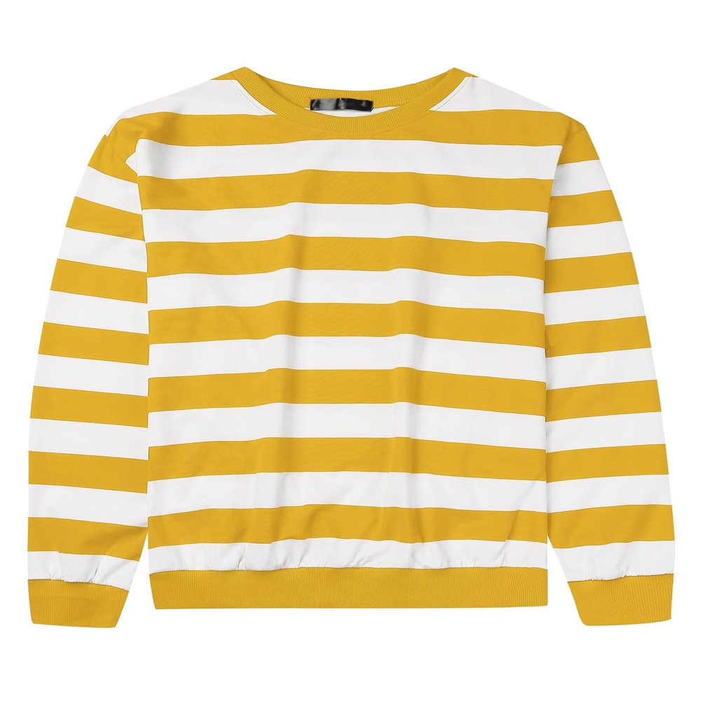 Lars Amadeus Yellow Striped Sweatshirt for Men's Crew Neck Long Sleeves Pullover Color Block Sweatshirts X-Large