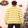 Lars Amadeus Yellow Striped Sweatshirt for Men's Crew Neck Long Sleeves Pullover Color Block Sweatshirts X-Large view 3