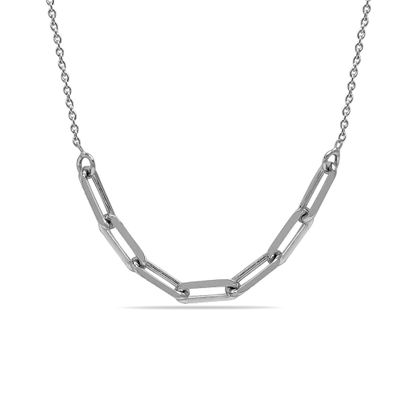 LeCalla 925 Sterling Silver Rhodium Plated Double Chain Necklace Hypoallergenic Adjustable Paperclip Links Chain Necklace for Women with Lobster Claw Clasp 18 Inches
