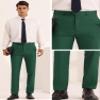 Lars Amadeus Green Dress Pants for Men's Flat Front Straight Leg Business Formal Suit Trousers 32 view 4