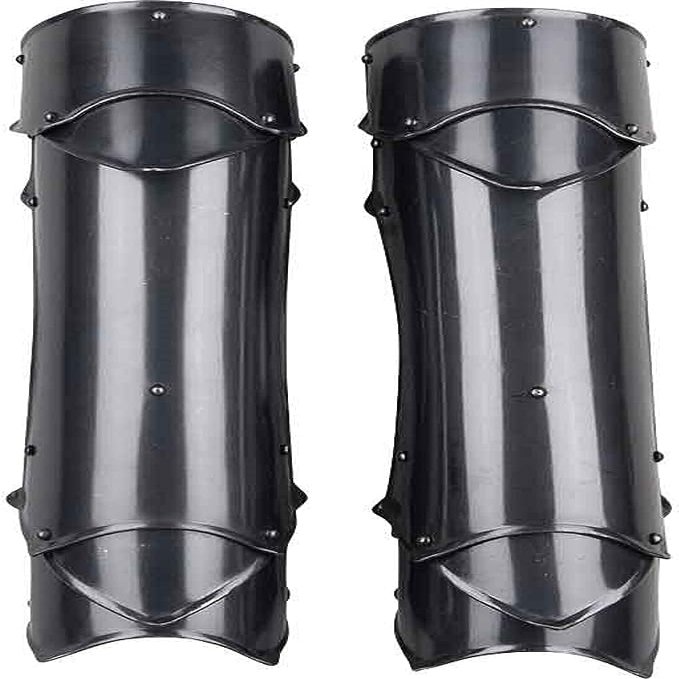 Medieval Blackened Rikomer Greaves LARP Armour