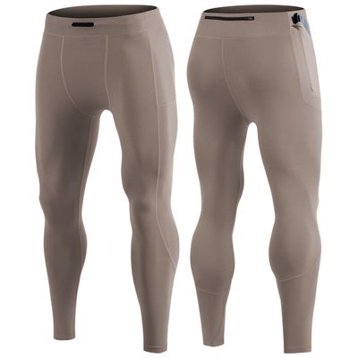 BaronHong Compression Pants Men Quick Dry Sports Tights Gym Leggings Running Cycling Breathable Fitness Sweatpants(Brown-Gray,3XL)